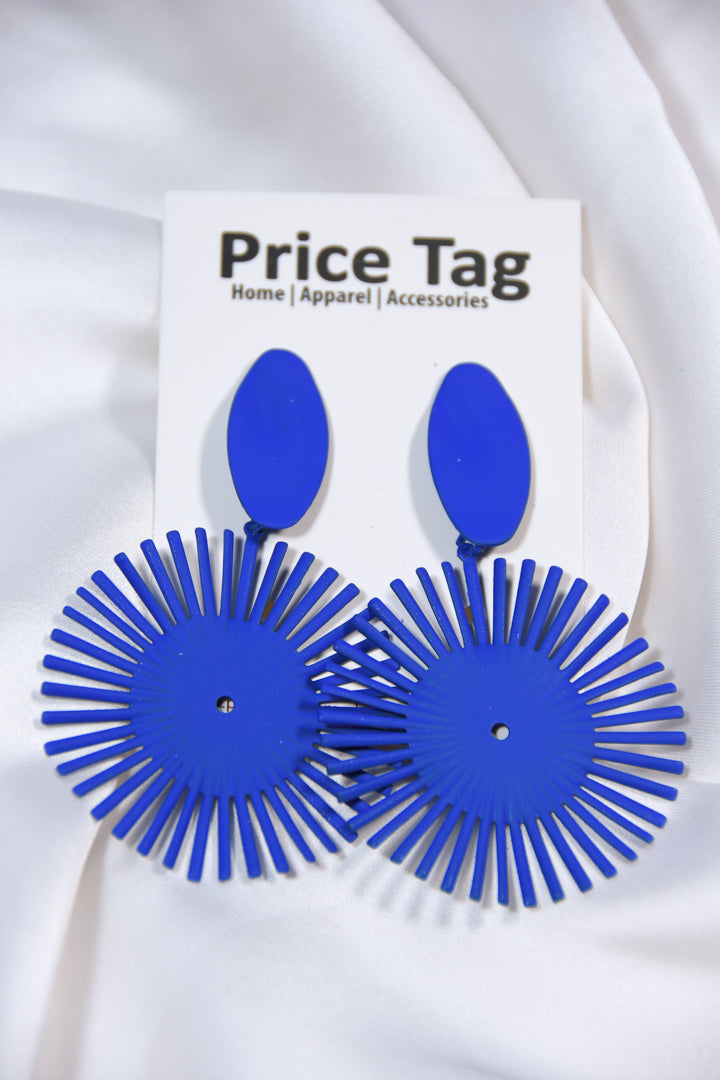 Bloom Flower Earrings Dark Blue