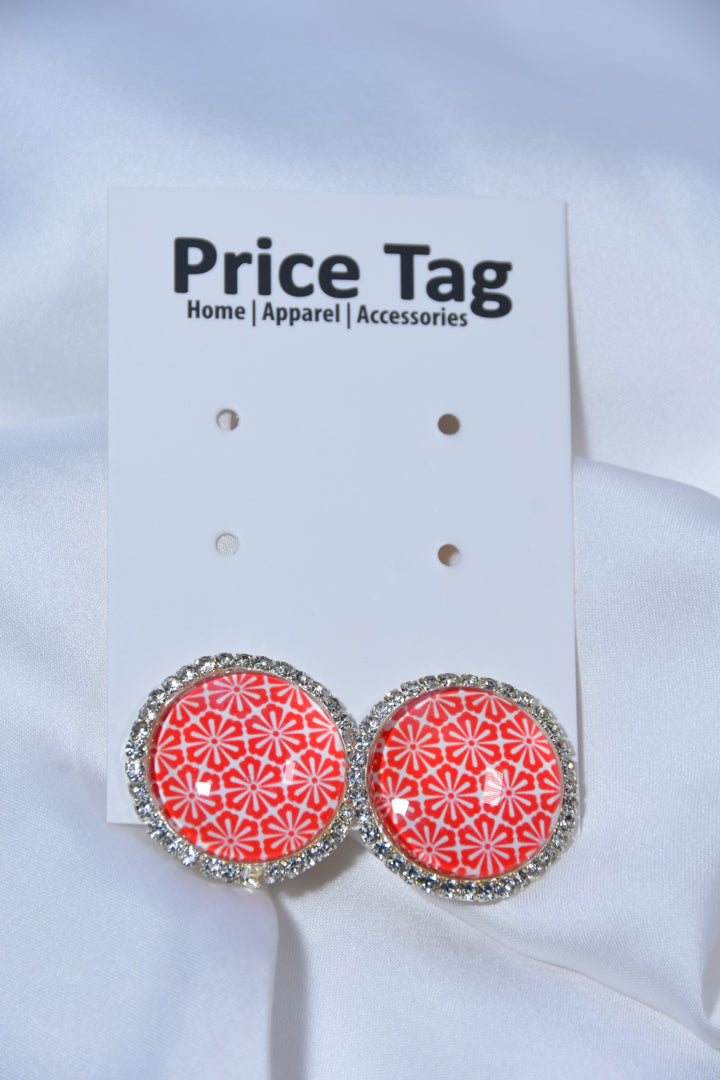 Polki Studs Red Flowered