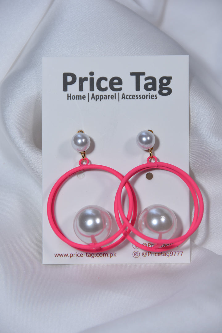 Modern Circlets Earrings Shocking Pink