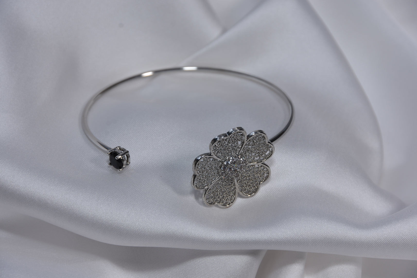 Adjustable Floral Kara Silver