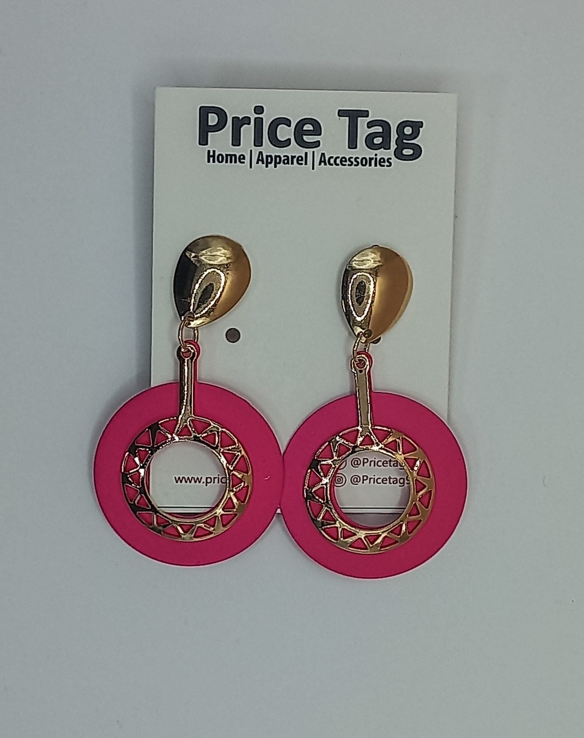 Acrylic Hoop Drop Earrings Shocking Pink