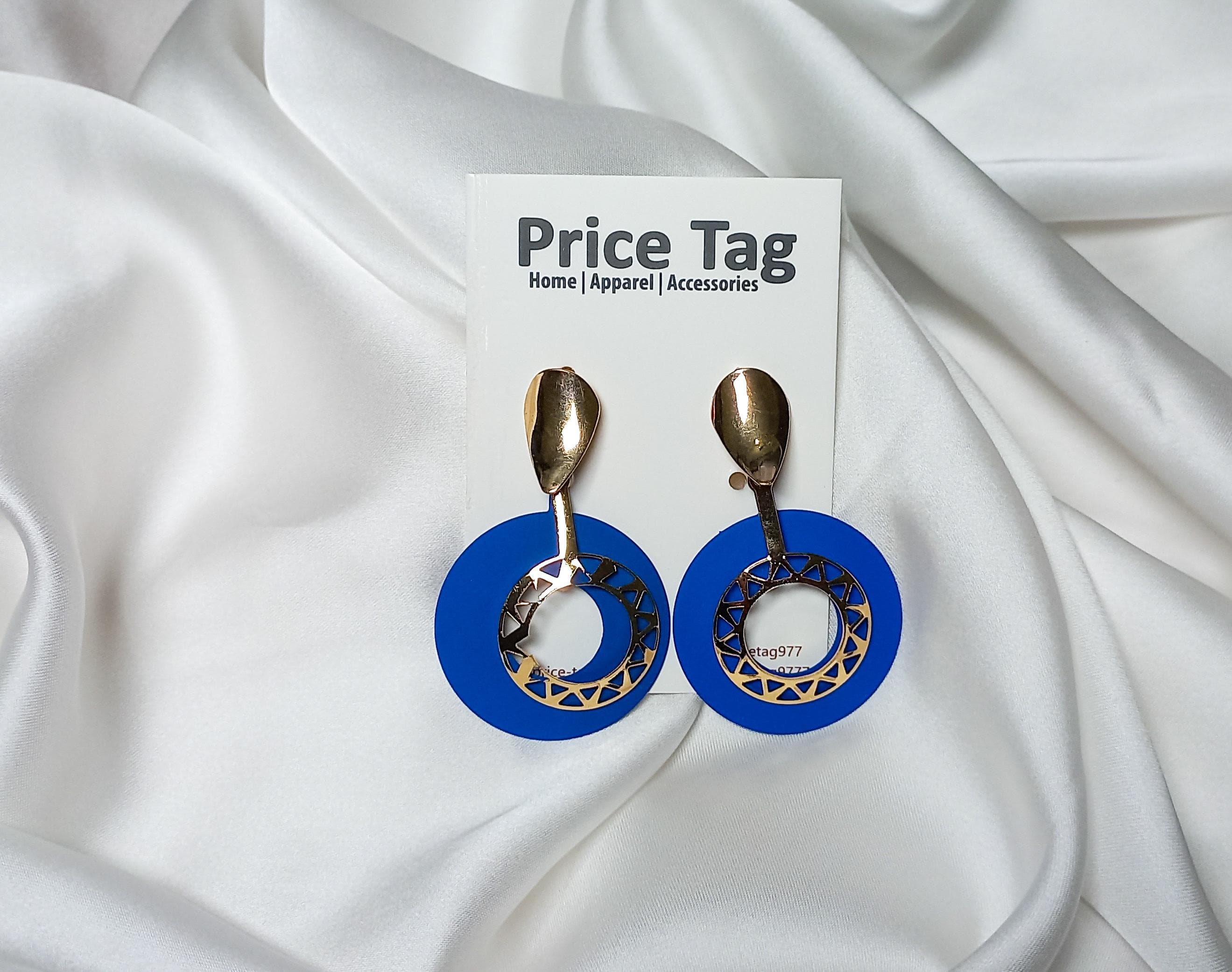 Acrylic Hoop Drop Earrings Dark Blue