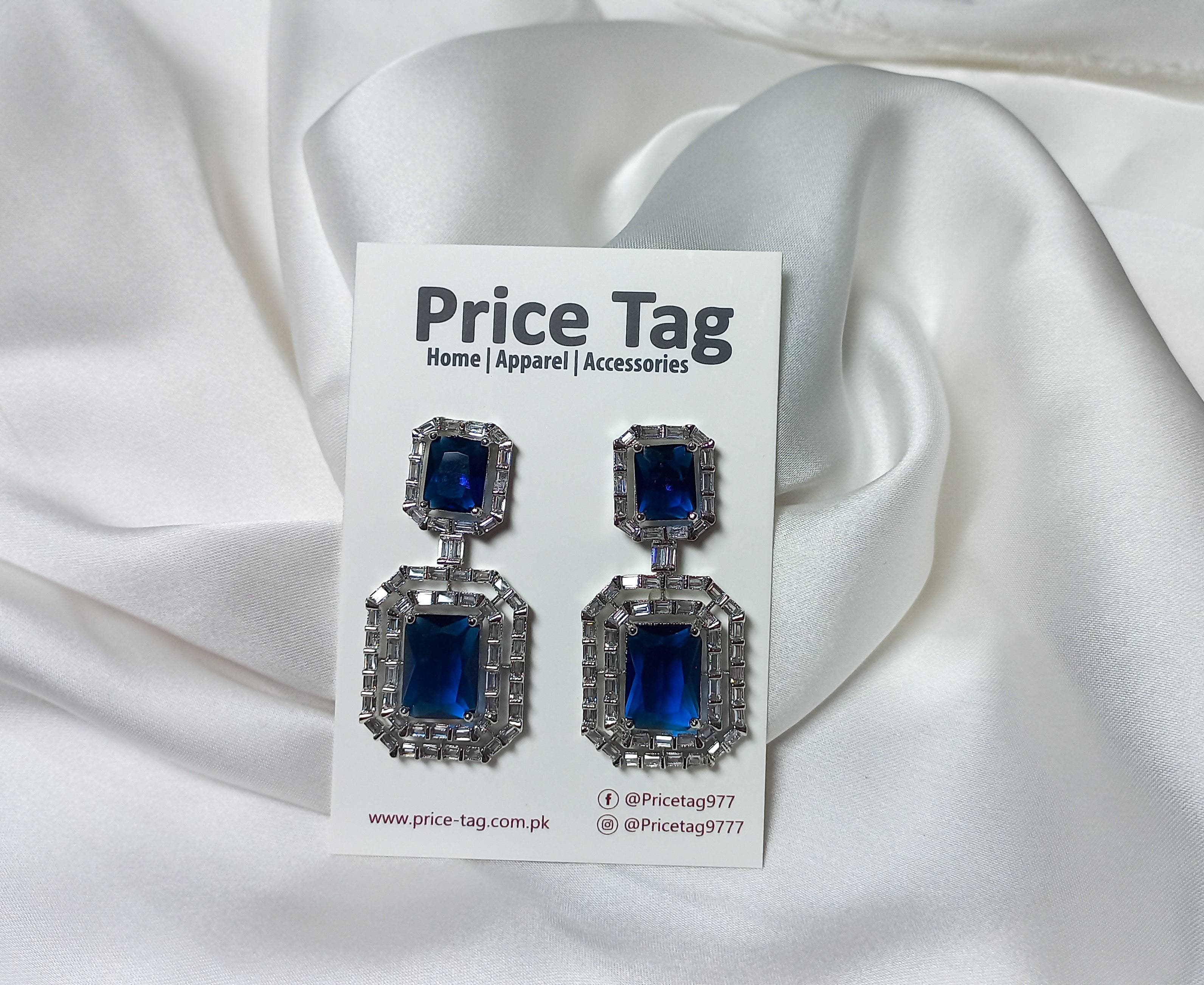 Octagon Cut Sapphire Zircon Earrings Royal Blue