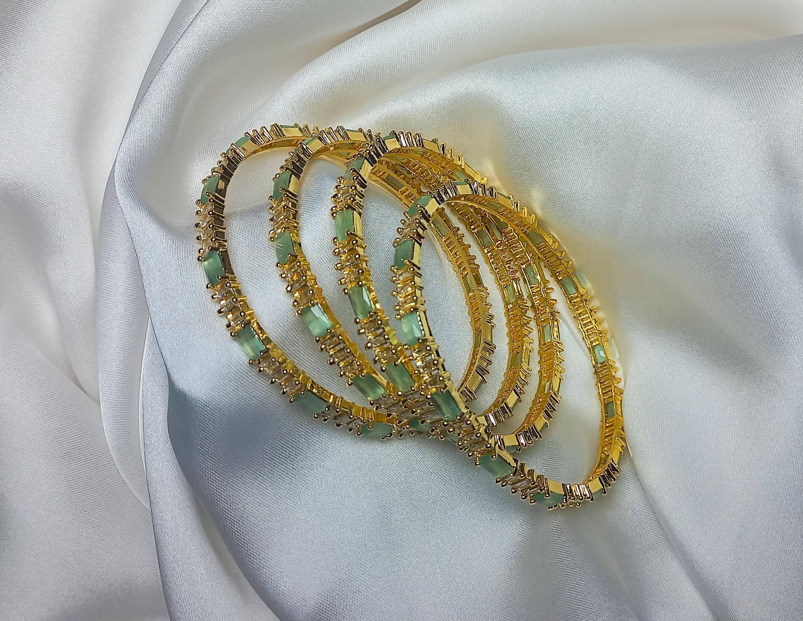 Ethnic Turquoise Green Indian Zircon Bangles