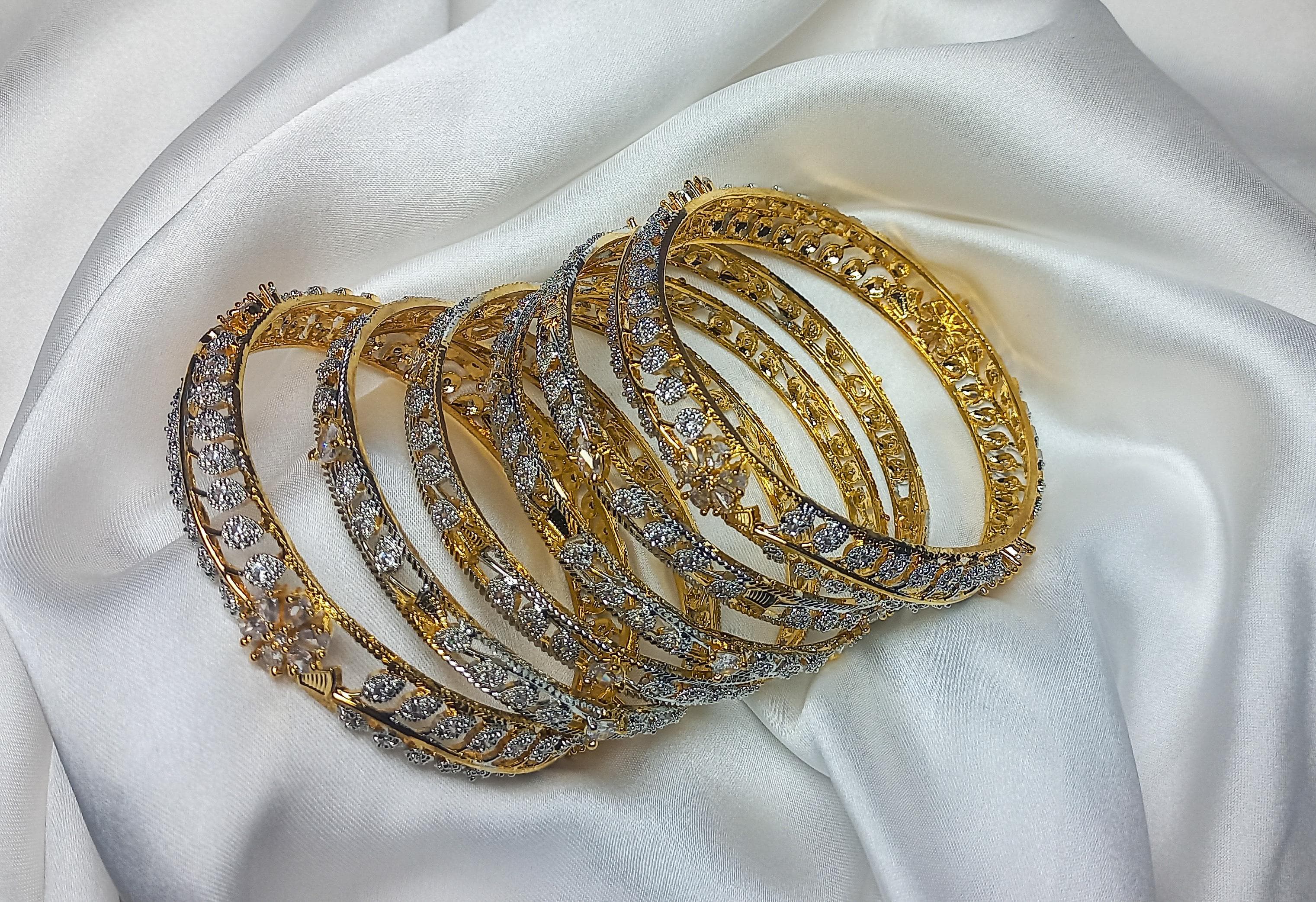 Delicate Indian Zircon Bangle Set