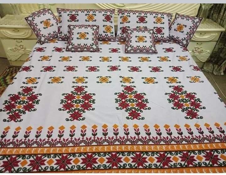 Ralli Work Bedsheet White